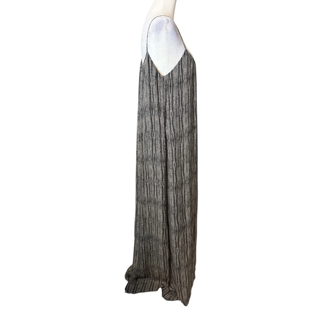 L’AGENCE Silk Maxi Dress Size 8 Black White Abstract Print Spaghetti Strap - Picture 5 of 8